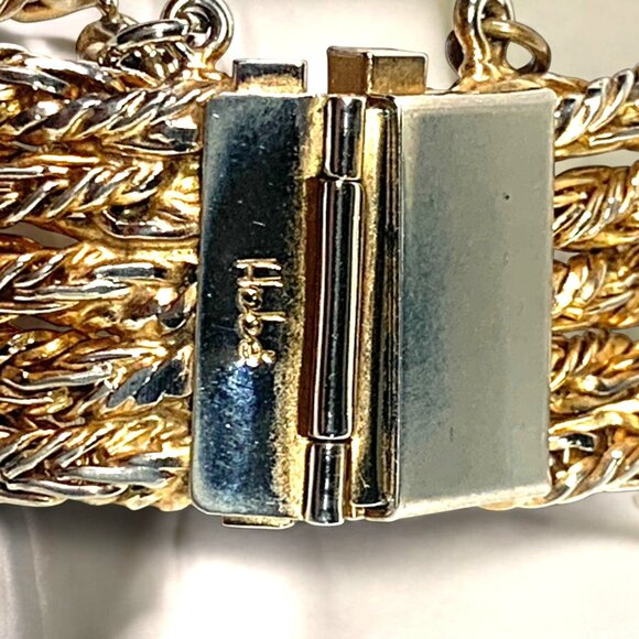 Vintage Hobe Multi-Strand Gold-Tone Rope Chain Bracelet With Fold-Over Clasp - Picture 5 of 8